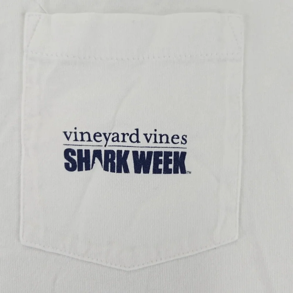 Vineyard Vines Shirt Boys‎ XL White Shark Week Spellout Geometic Whale